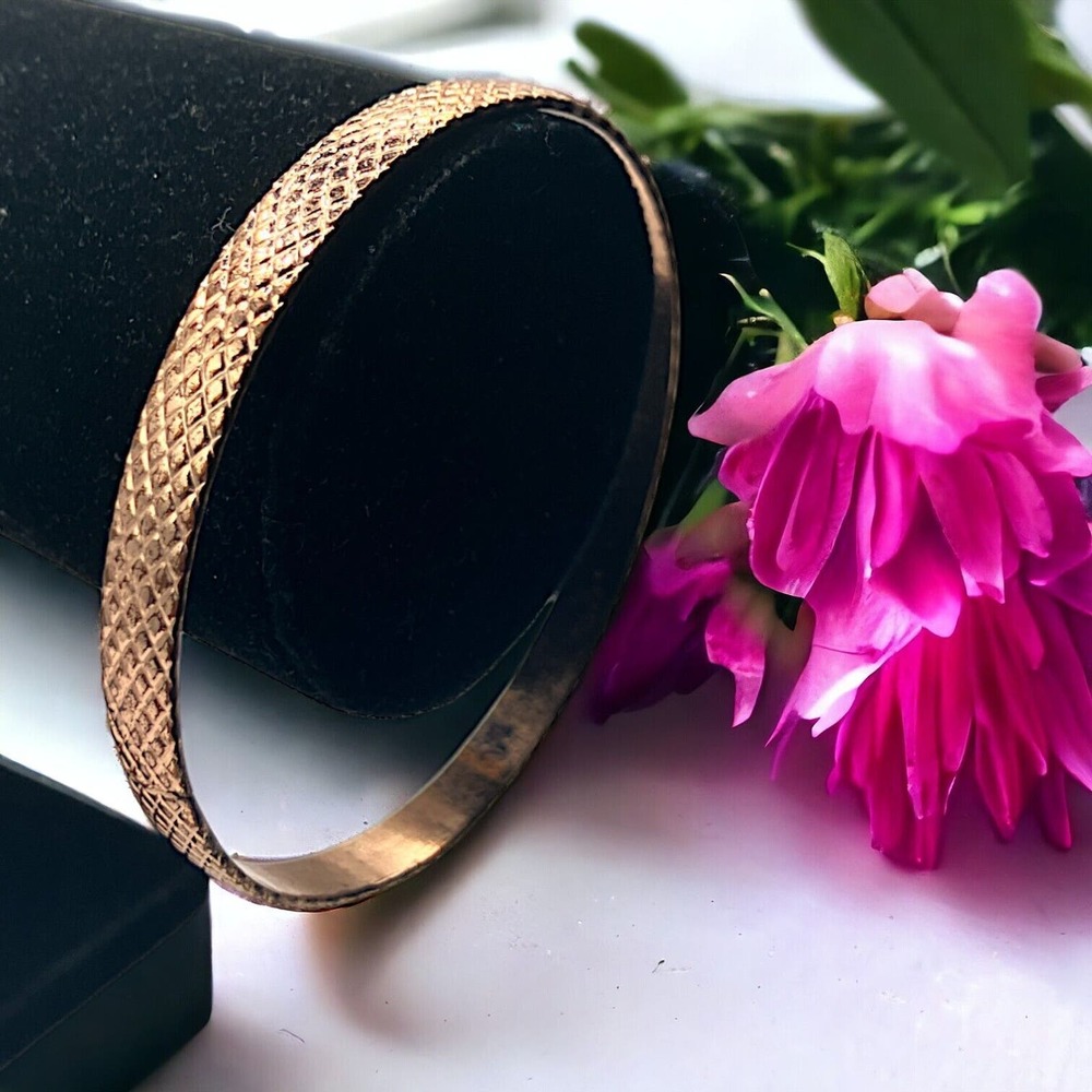 Textured Copper Brushed 2 7/8 Inch Wide Bangle Bracelet!